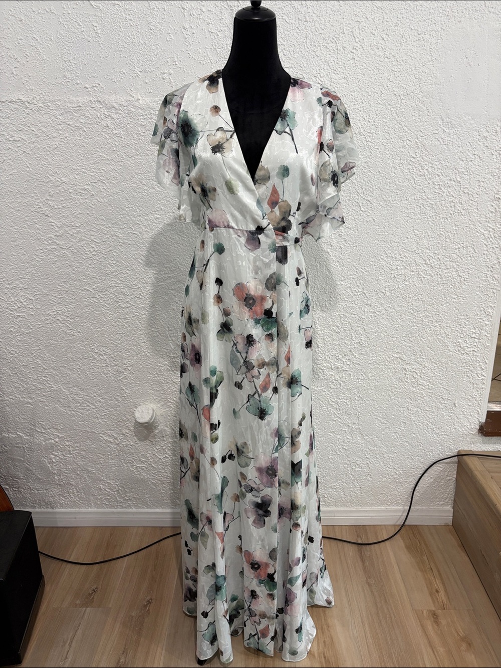 Anthropologie Hutch Pietrina Floral Wrap Maxi Dress White Size Small - Picture 2 of 11